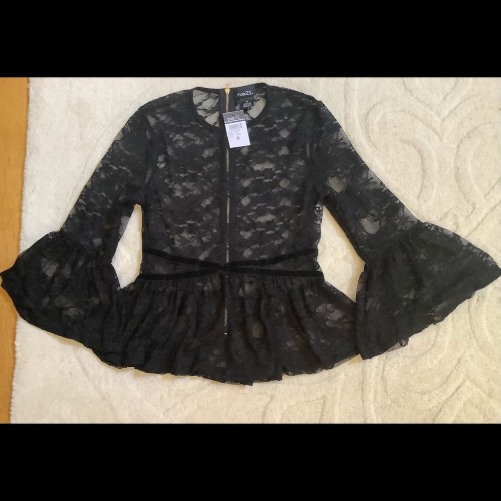 A black lace crop top